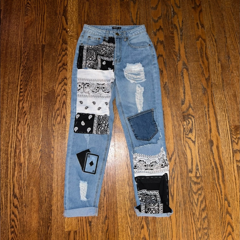 Nasty Gal blue straight leg blue jeans